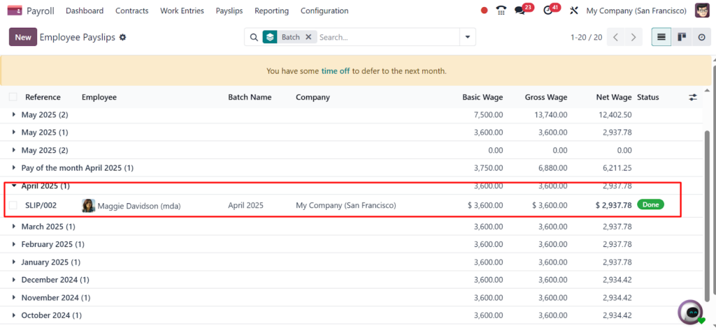 Detailed Payslip View