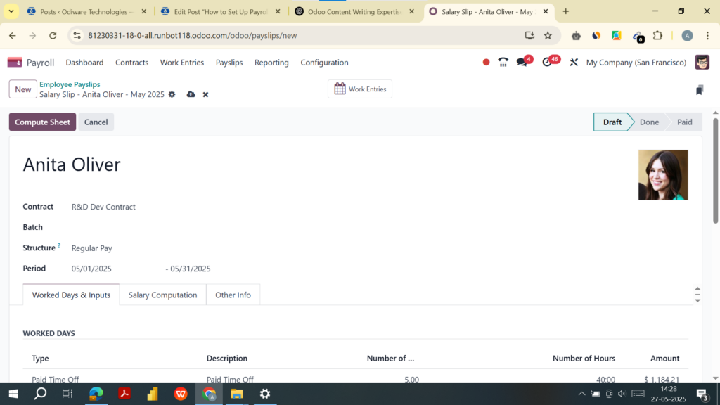 Generating Payslips in Odoo
