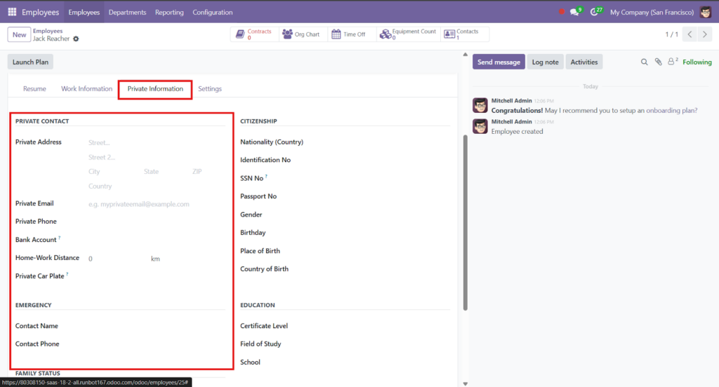 add private information