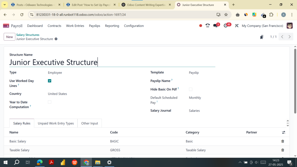 Odoo Salary Structures