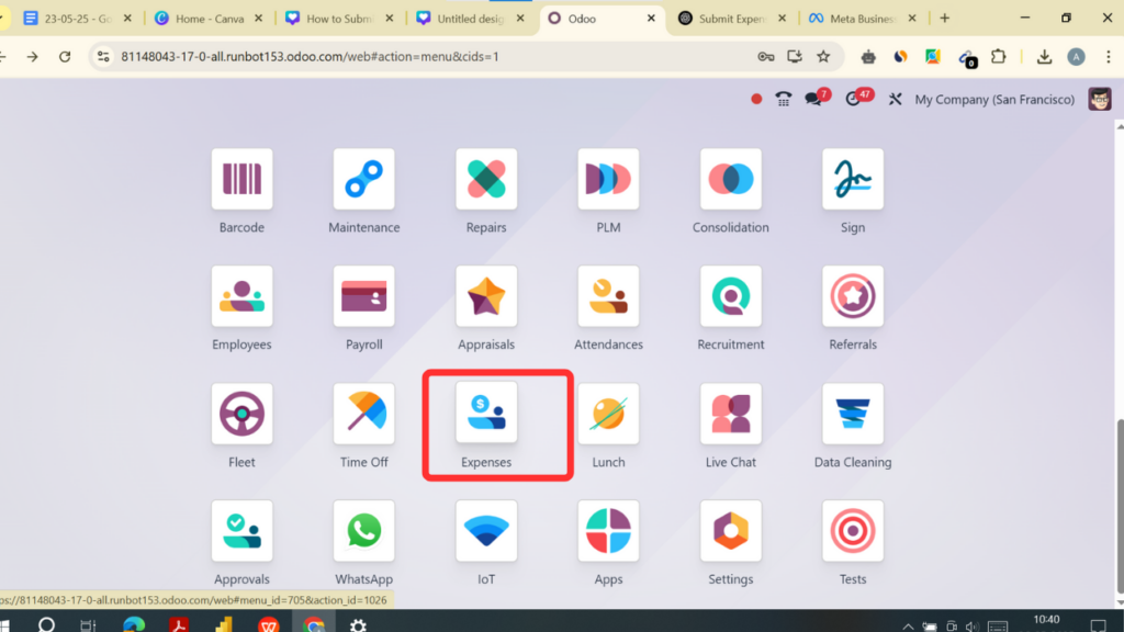 Access the Expenses Module in Odoo
