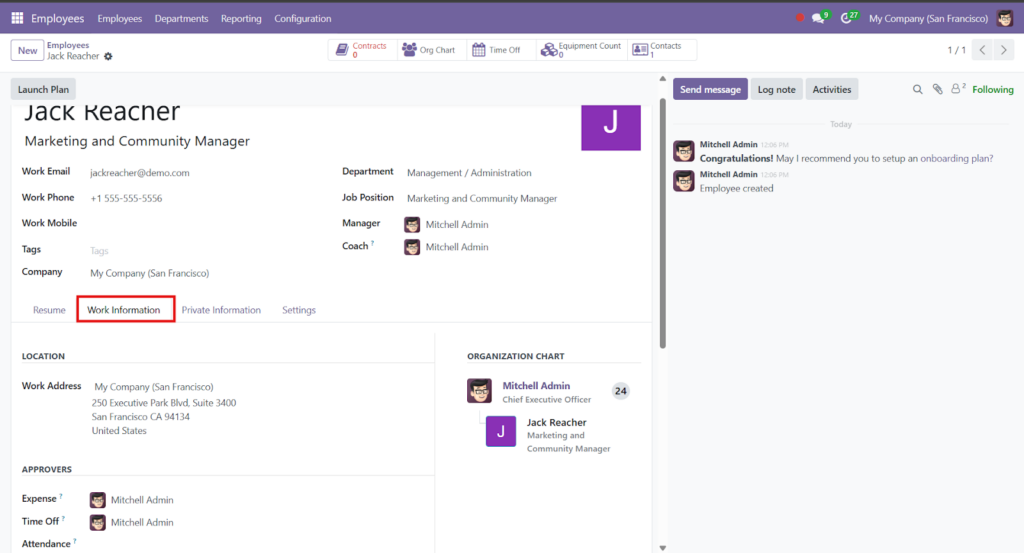 add work information
