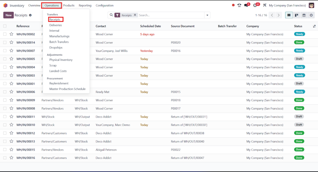 Manage Incoming Shipments (Receipts)