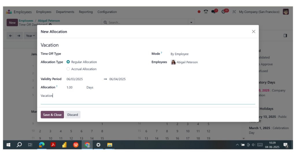 Create a New Leave Request
