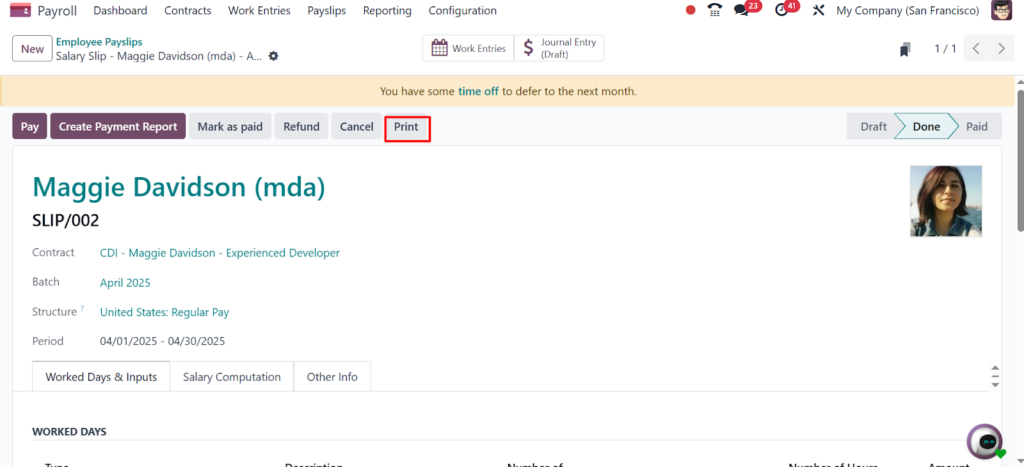 Download the Payslip as PDF